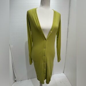 Alix NYC Lime Green Button-Up Cardigan Dress